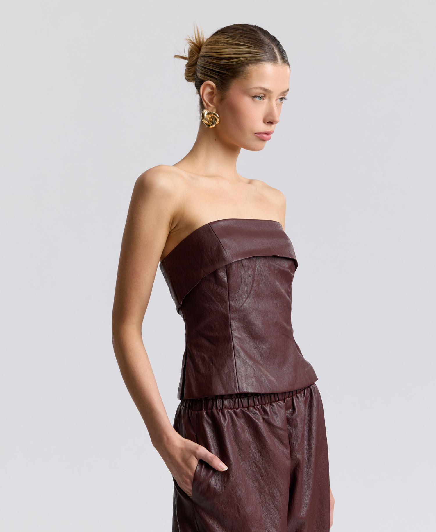 Women's Faux Leather Sleeveless Tube Top