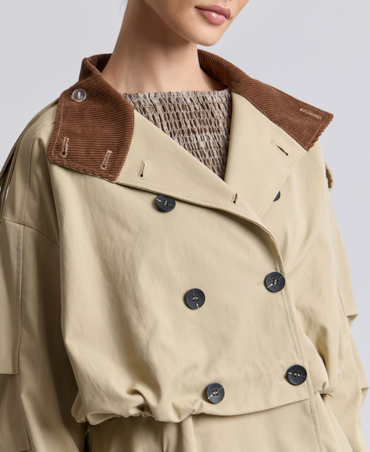 Women's Buton-Front Short Trench Coat