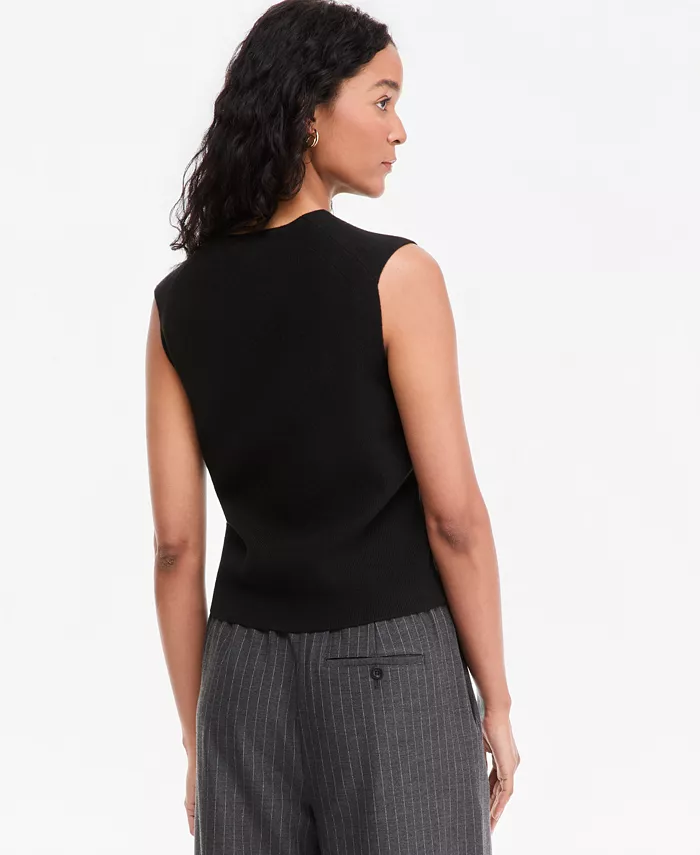Women's V-Neck Button-Front Sweater Vest - thumbnail 7