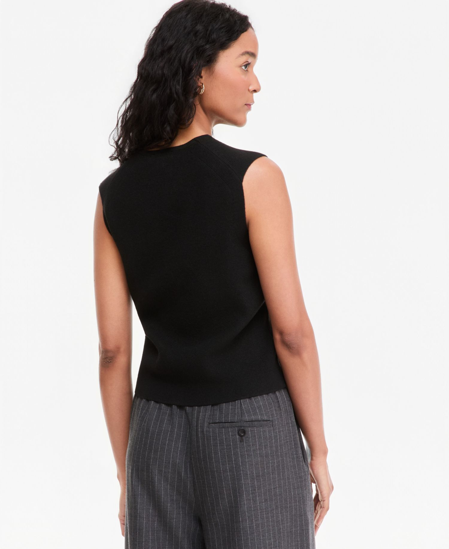 Women's V-Neck Button-Front Sweater Vest