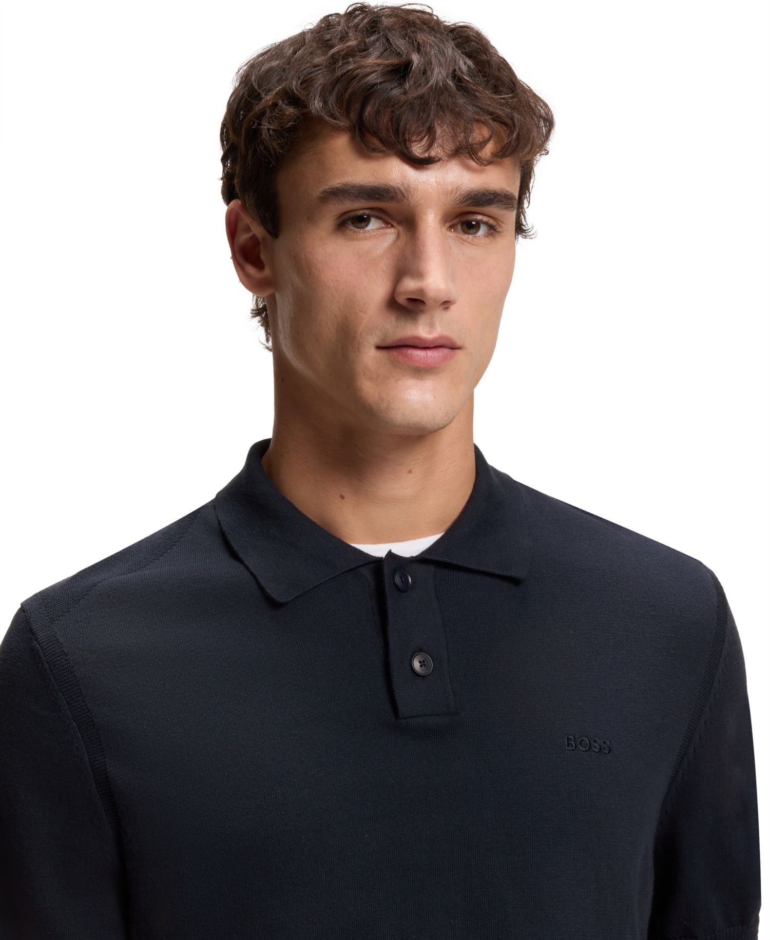 Men's Cotton-Blend Embroidered Logo Polo Sweater