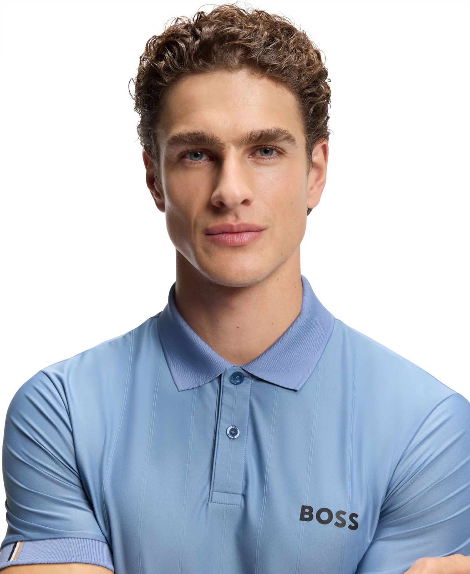 Men's Four-Way Stretch Stripe-Jersey Slim-Fit Polo Shirt