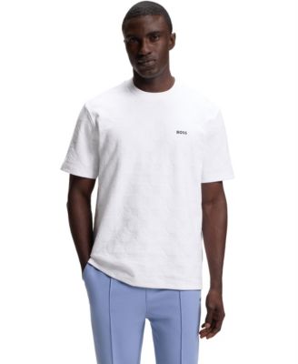 BOSS by Men's Cotton-Blend Tennis-Ball Jacquard T-Shirt