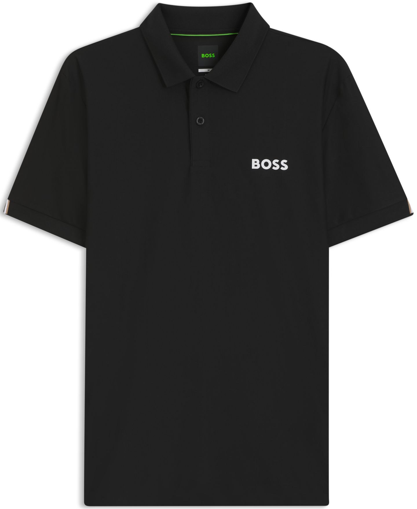 Мужское поло Hugo Boss Four-Way Stretch Stripe-Jersey Slim-Fit Polo Shirt, цвет: Чёрный — фото 2