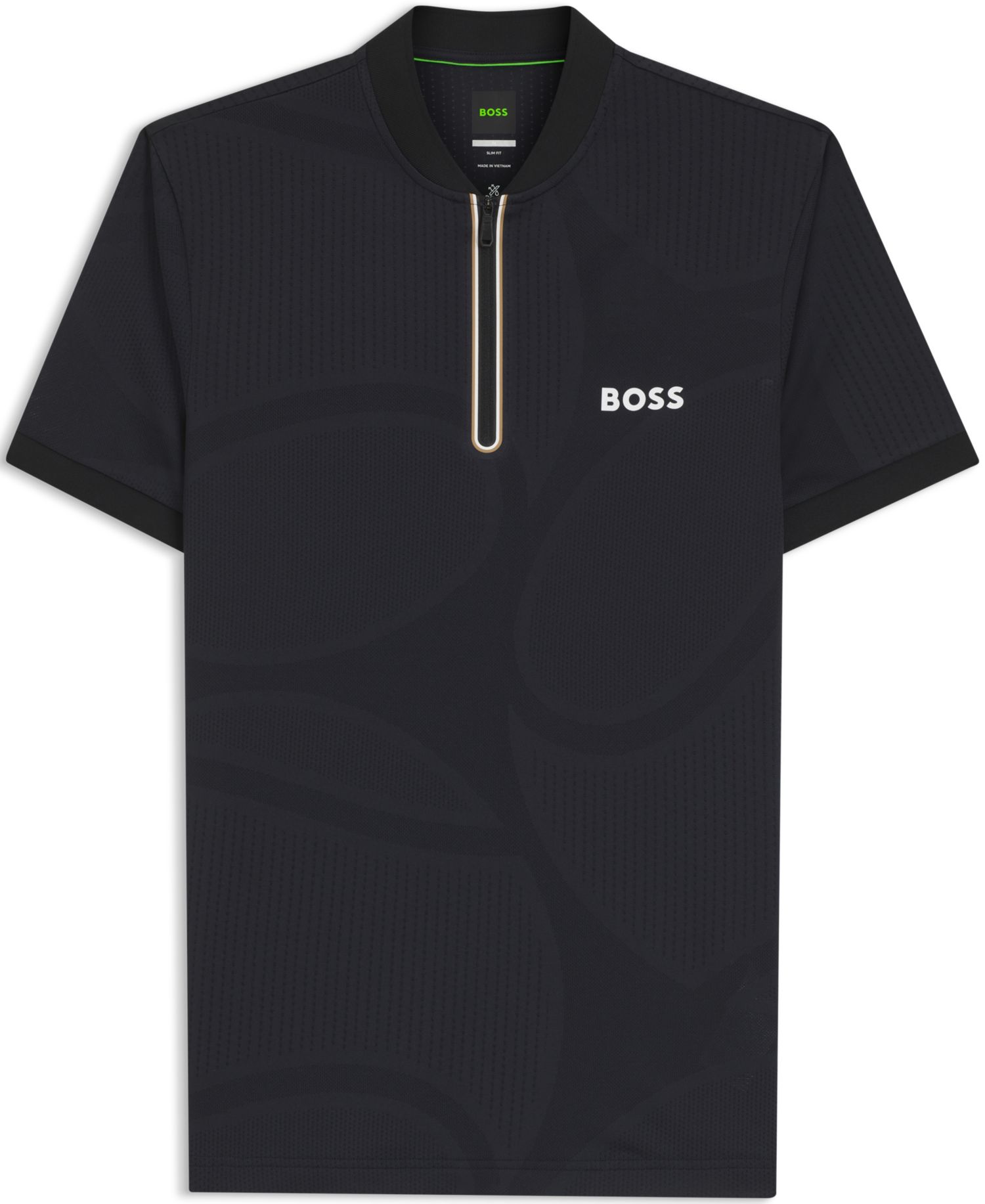 Men's Moisture Management Zip-Neck Slim-Fit Polo Shirt
