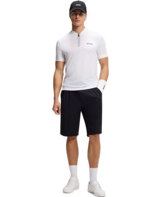 BOSS by Men's Moisture Management Zip-Neck Slim-Fit Polo Shirt