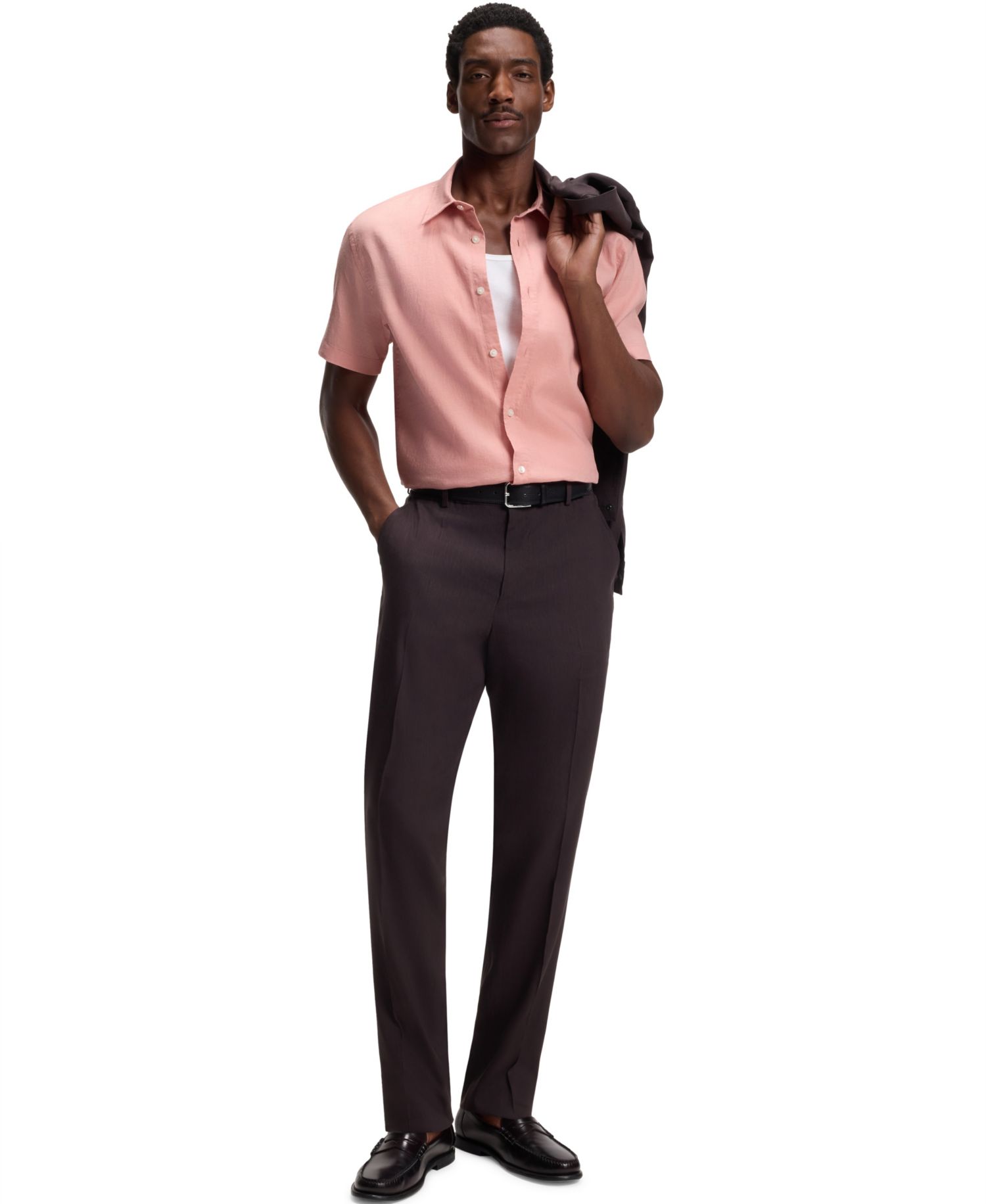 BOSS by Men's Stretch Linen Slim-Fit Shirt