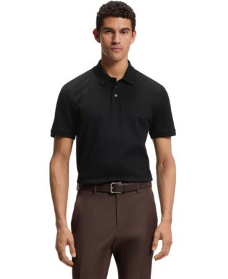 BOSS by Men's Geometric Jacquard Cotton Polo Shirt