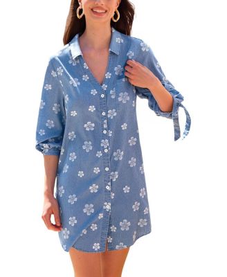 Women's Vacation Icon Floral Mini Beach Dress