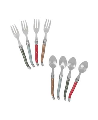 Holly Berry Laguiole 8-Piece Dessert Spoons and Fork Set