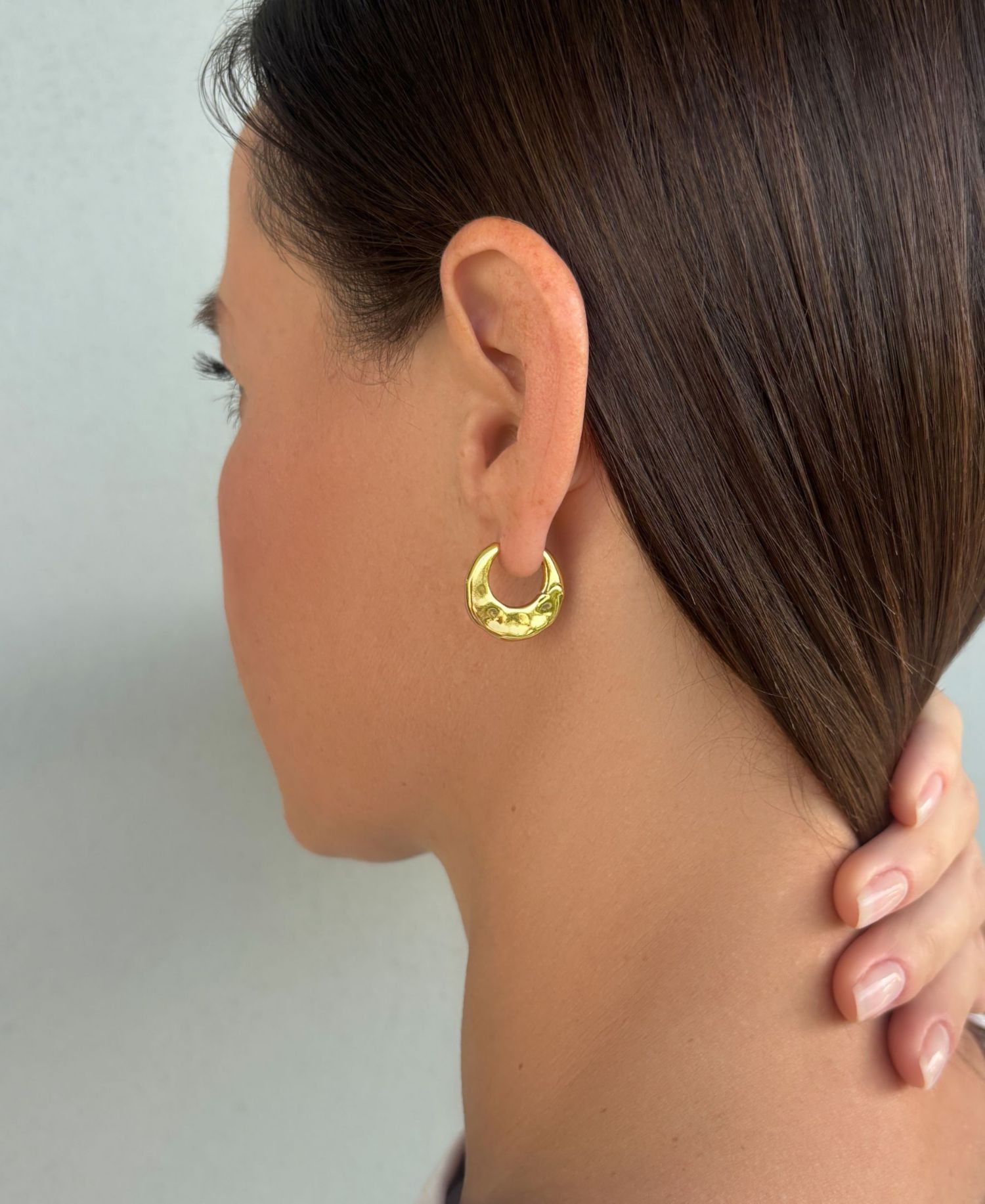 Gold Hammered Purse Hoop Earrings
