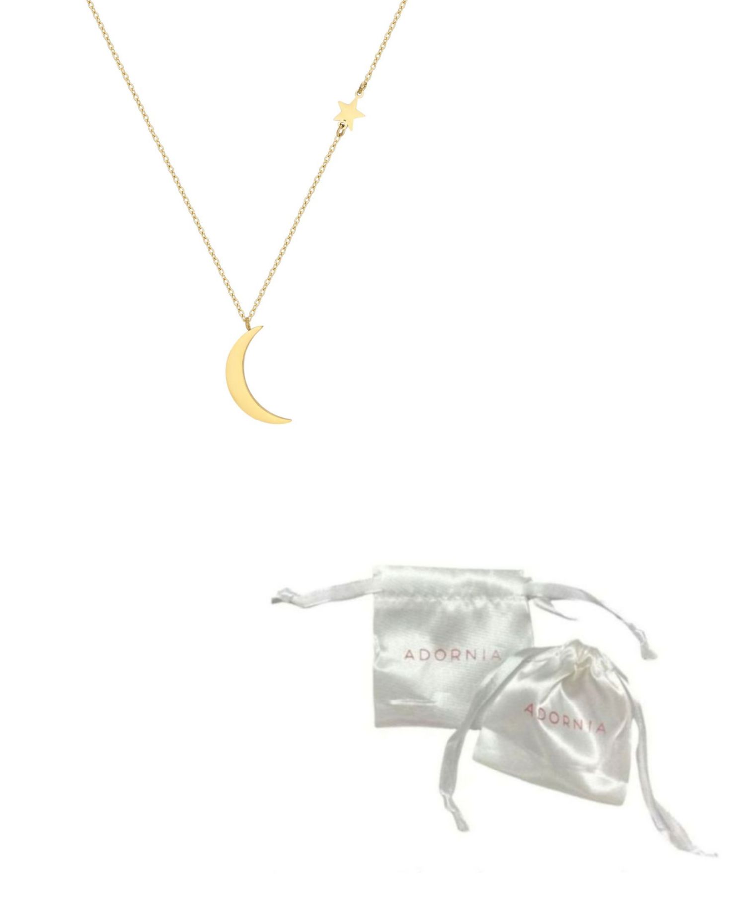 Tarnish Resistant Gold Moon and Star Pendant Necklace