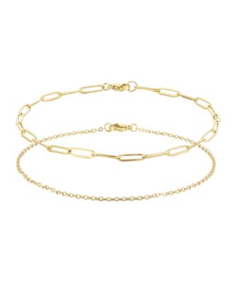 Tarnish Resistant Gold Set of 2 Chain Anklets