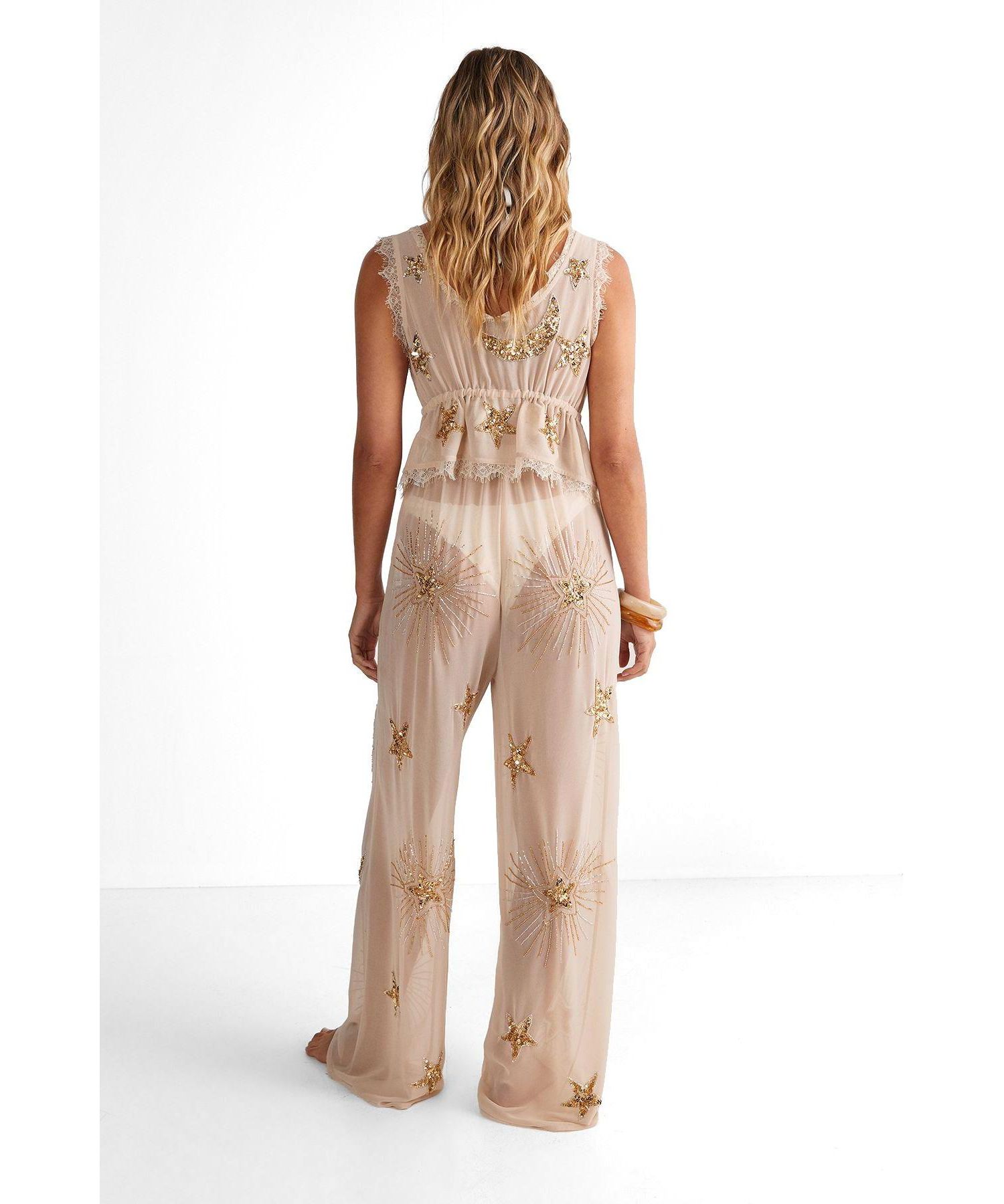 Women's Moon and Star Wide Leg Beach Trouser