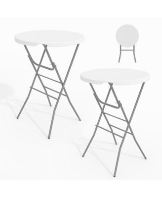 2 pieces 32" Outdoor HDPE Round Folding Cocktail Table, Folding Bar Table for Patio Backyard Indoor and Outdoor Events