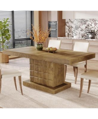 63 inch  Dining Table for 4-6, Farmhouse Wooden Rectangular Dinner Table
