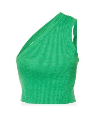 Women's Ribbed Knit One-Shoulder Cropped Top