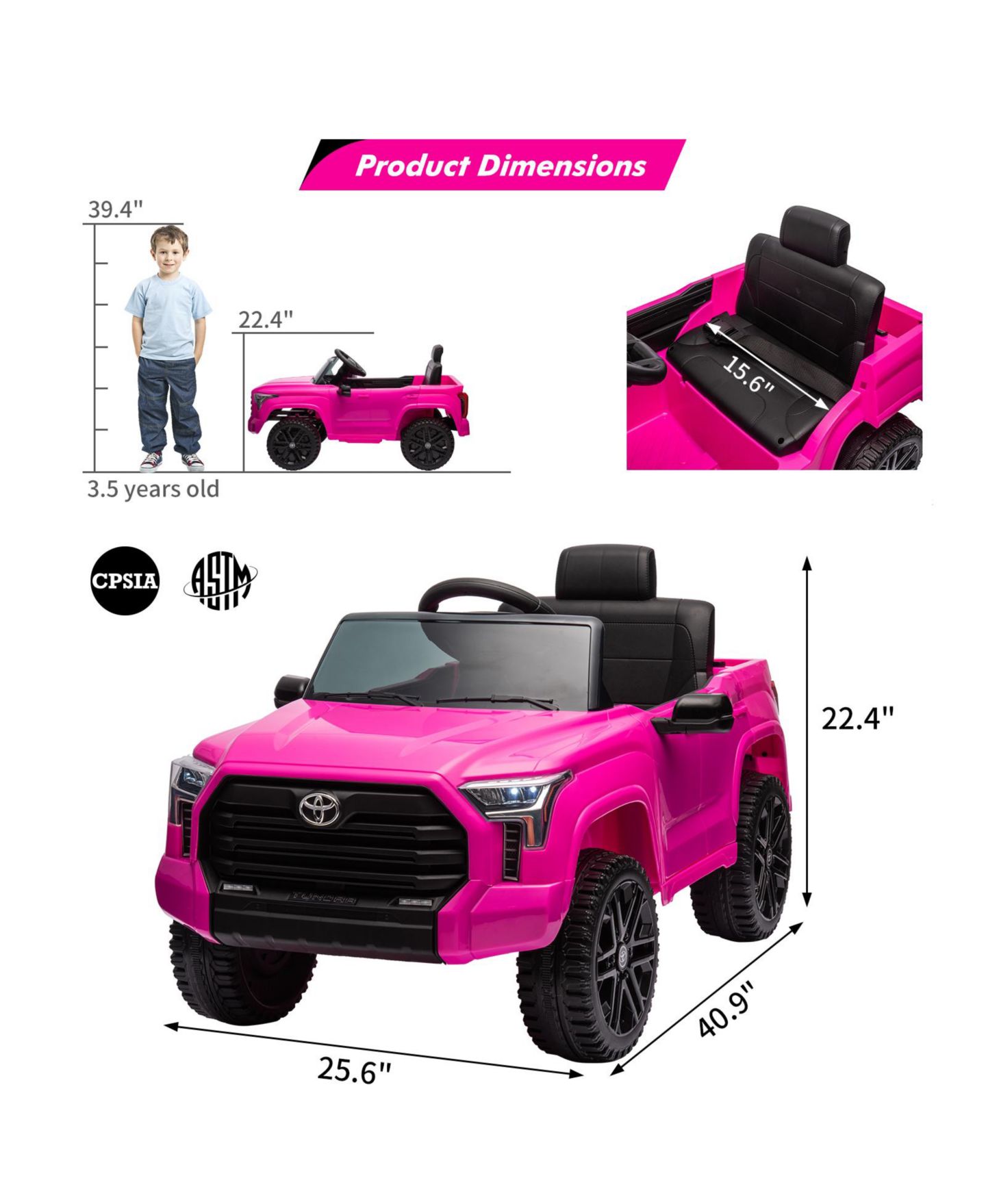 Детская игрушка homfan 12V Licensed Pickup Ride-On Truck with Parent Remote Control, Ages 3-6, цвет: Яркий красный — фото 2