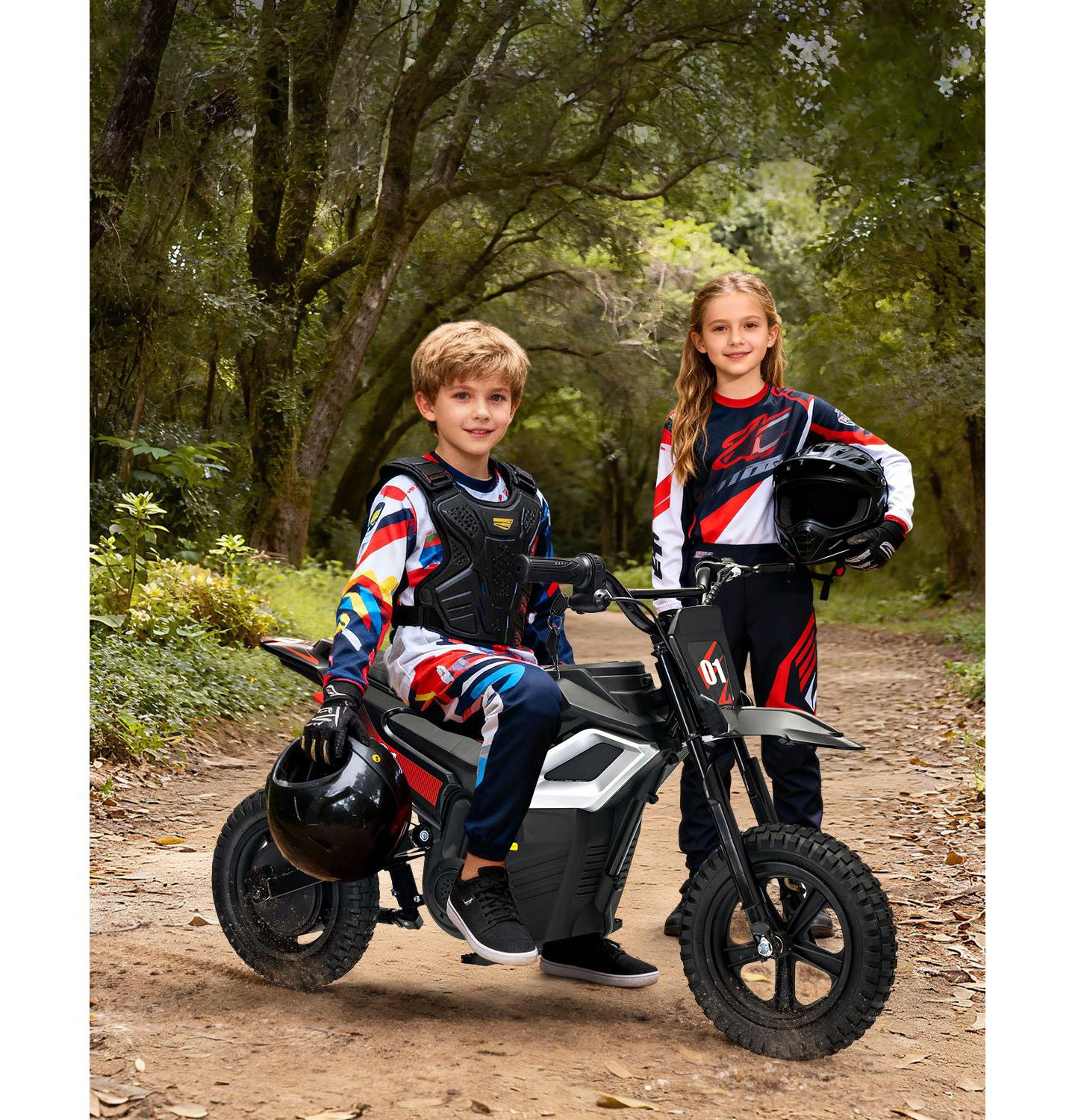 Детская игрушка homfan 45.7"L x 21.3"W x 26.4"H Electric 4-Wheel Ride-On Motorcycle, 3–7 лет, цвет: Чёрный — фото 1
