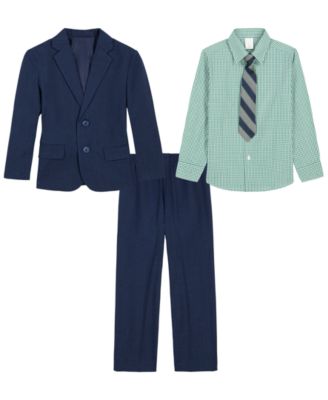 Boys' 2T-7 Sharkskin Suit Jacket, Long-Sleeve  Shirt, Pants and Tie, 4-Piece Set