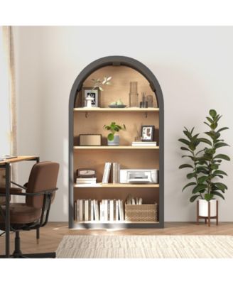 43 Inch Arched 4-Tier MDF Bookshelf Home Decorative Storage Display Shelf