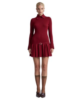 Women's Drop-Waist Pleated Mini Dress