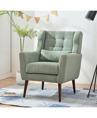 Modern Accent Chair,Teddy Fabric Living Room Chairs Comfy Reading Chair,Mid Century Accent Chair, Lounge Armchair for Living Room Bedroom