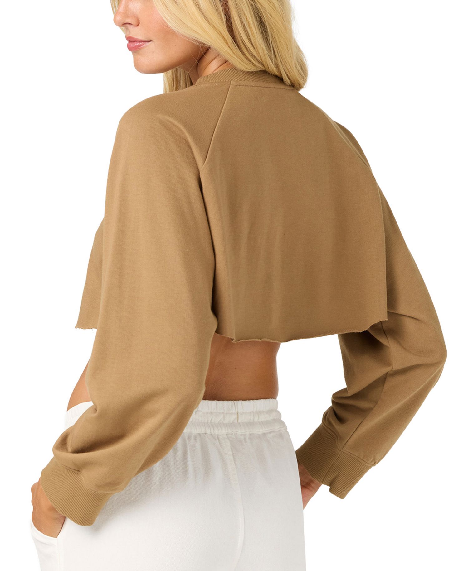 Women's Palm Raw Edge Crop Fleece Crewneck Sweatshirt