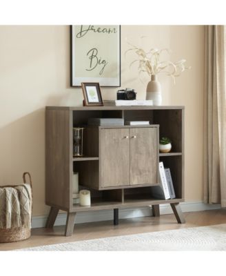 Sideboard Bookcase Cabinet with 4 Open Shelves and 2 Doors