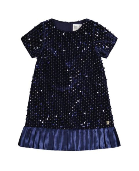 Платье Deux par Deux Short Sleeve A-Line Dress для девочек-малышей, цвет: Тёмный синий
