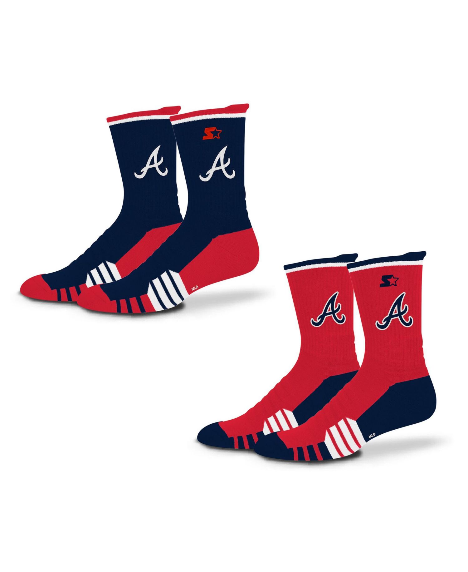 Men's and Women's 2-Pack Navy/Red Atlanta Braves Breakaway Crew Socks