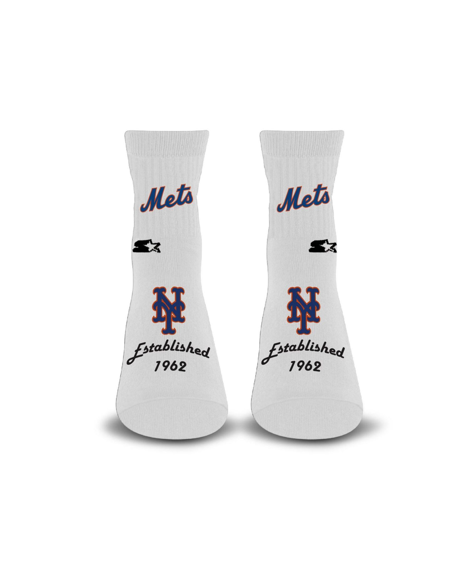 Men's and Women's White New York Mets Established Stencil Quarter Socks