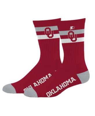 Men's and Women's Oklahoma Sooners Team Color Two-Stripe Crew Socks
