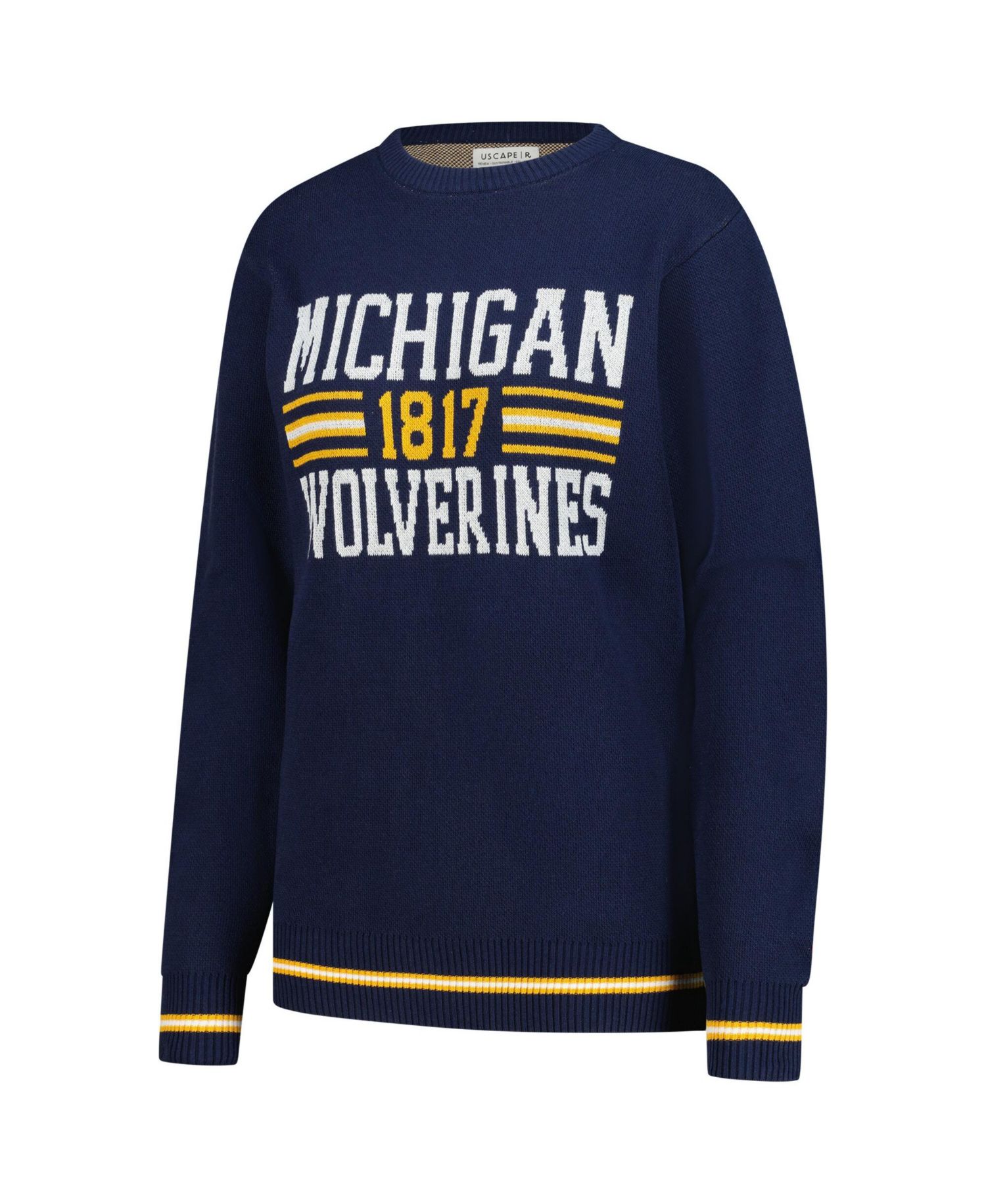 Men's and Women's Navy Michigan Wolverines Renew Knit Vintage Retro Sweater