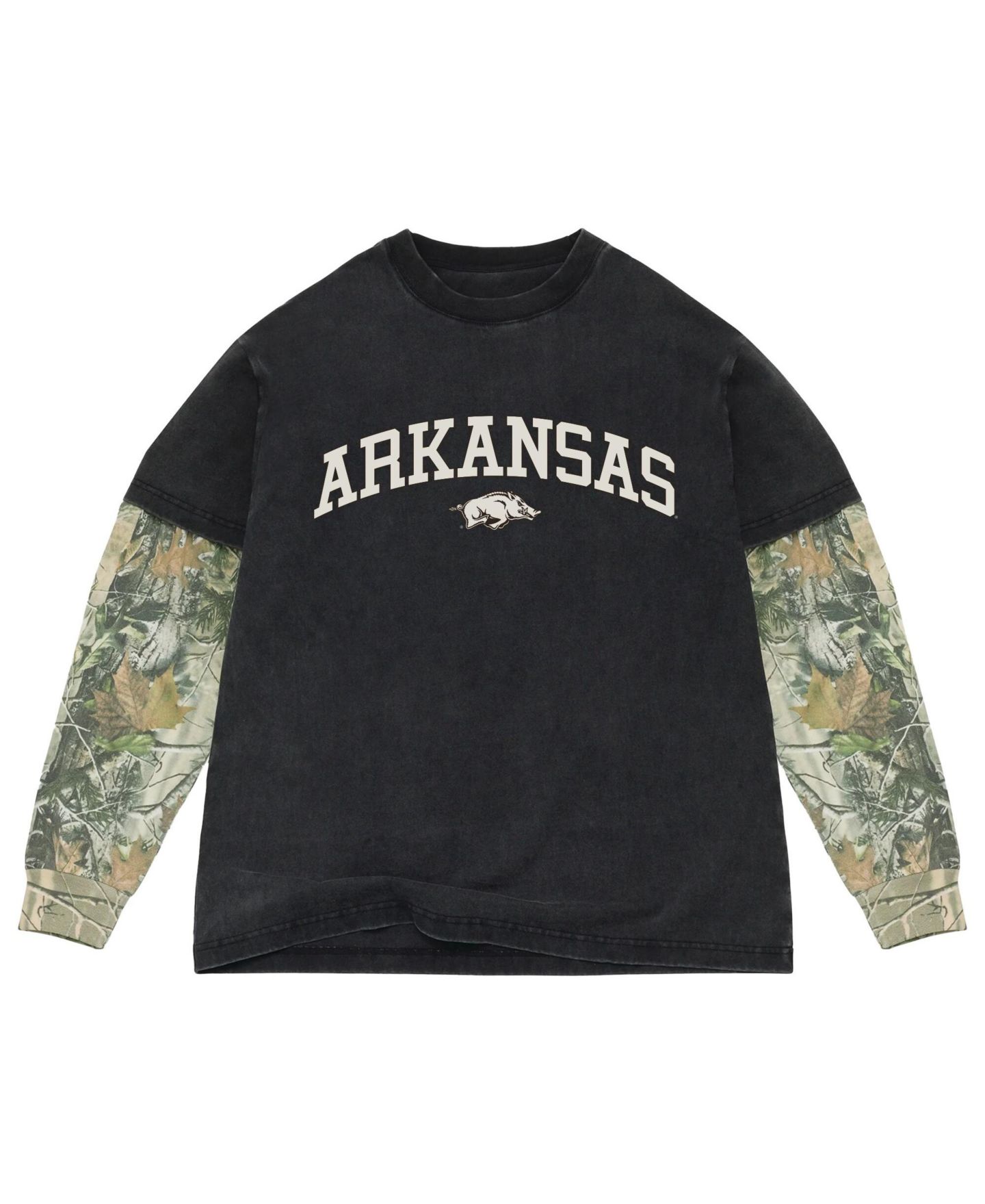 Мужская футболка Uscape Apparel Black/Camo Arkansas Razorbacks Back Bay Twofer Heavyweight Long Sleeve — фото 1