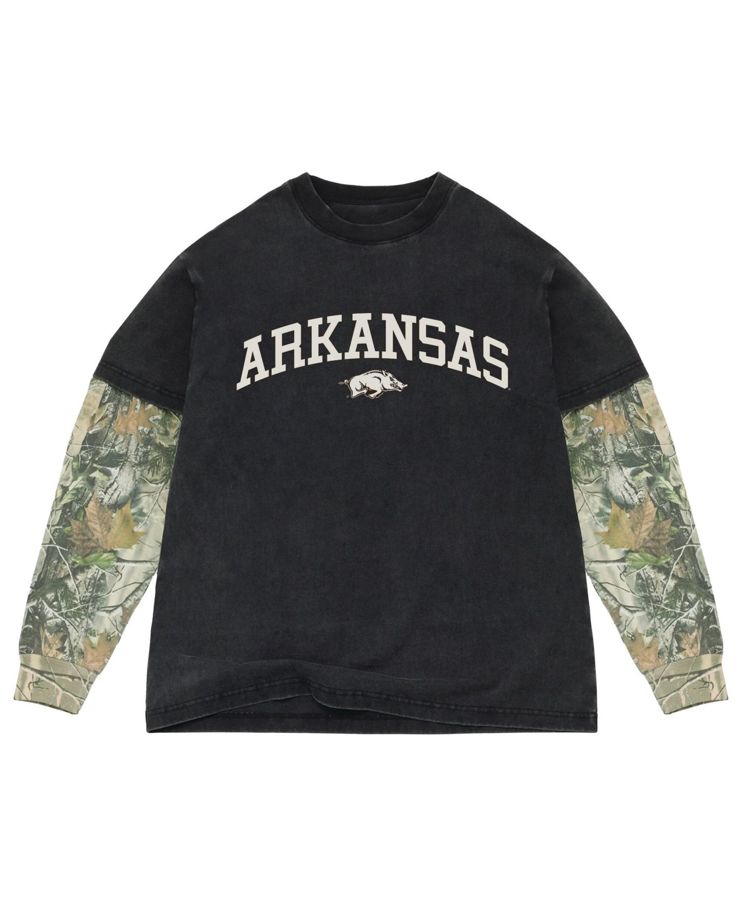 Men's Black/Camo Arkansas Razorbacks Back Bay Twofer Heavyweight Long Sleeve T-Shirt