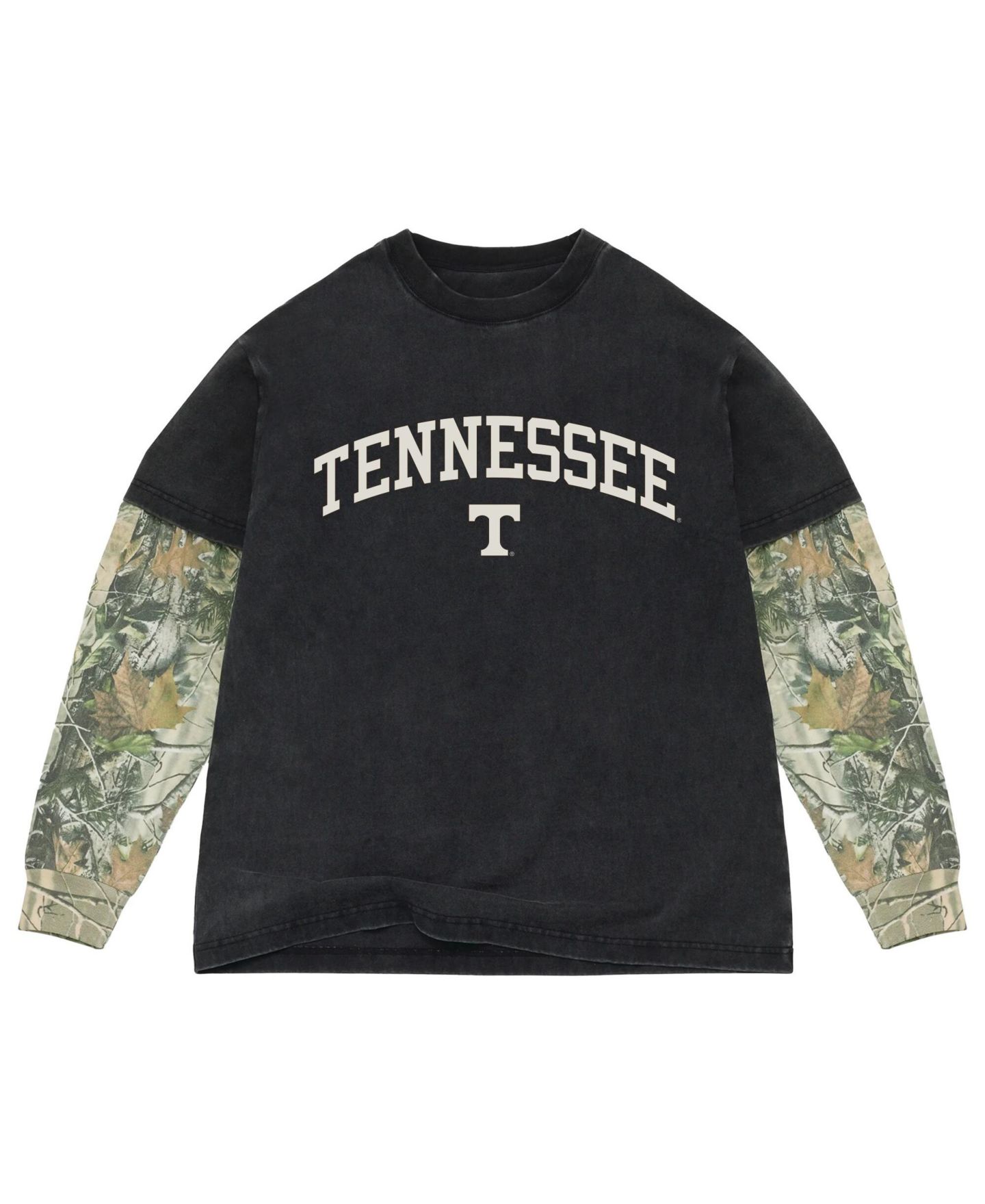 Мужская футболка Uscape Apparel Black/Camo Tennessee Volunteers Back Bay Twofer Heavyweight Long Sleeve — фото 1