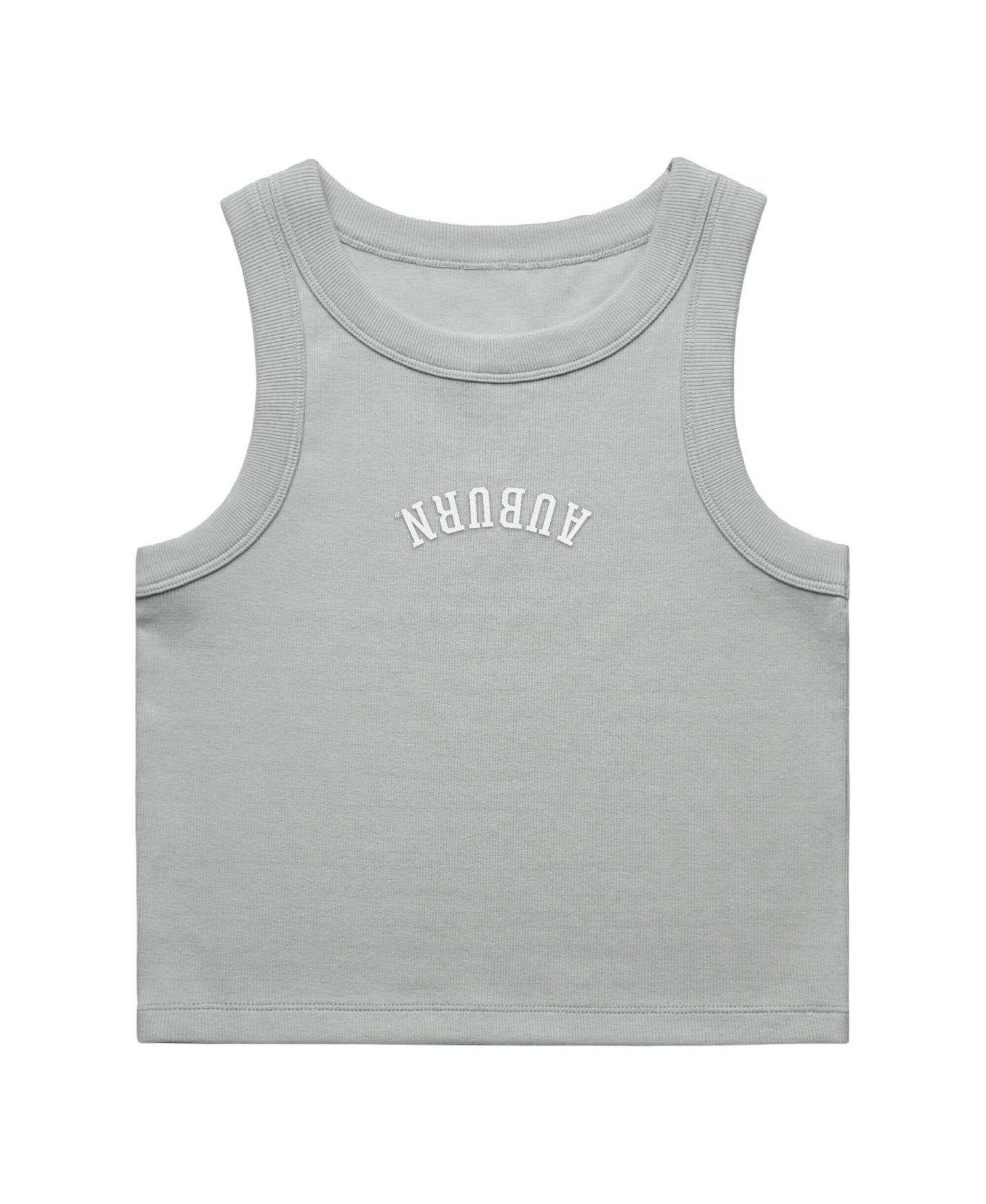 Women's Gray Auburn Tigers Upside Down Embroidery Ribbed Cropped Tank Top