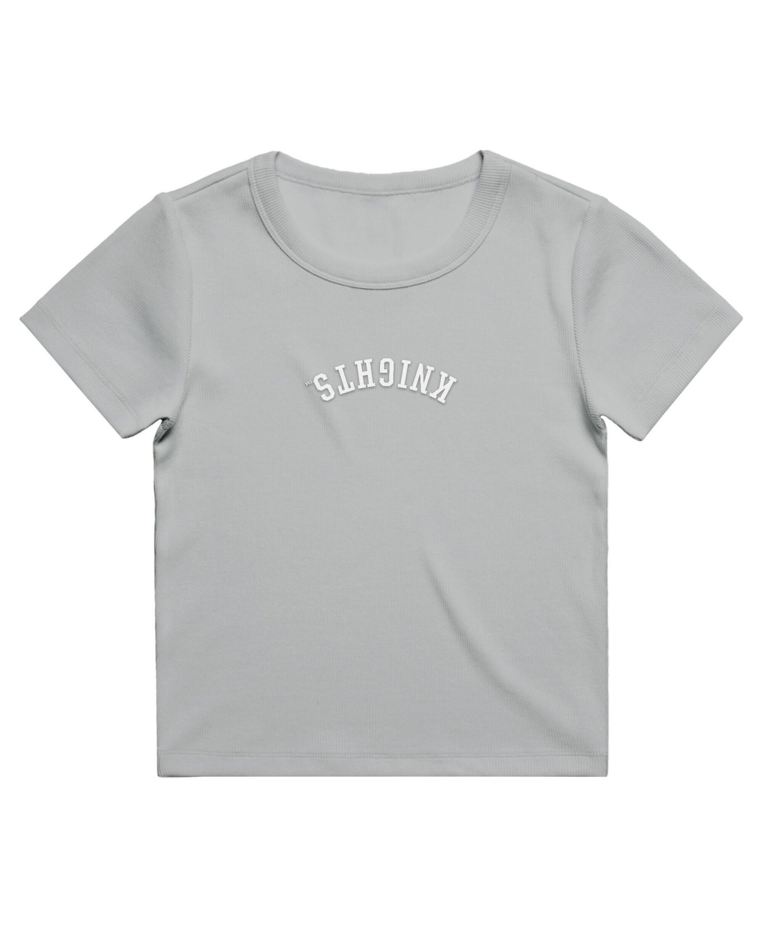 Women's Gray UCF Knights Upside Down Embroidery Ribbed Cropped T-Shirt