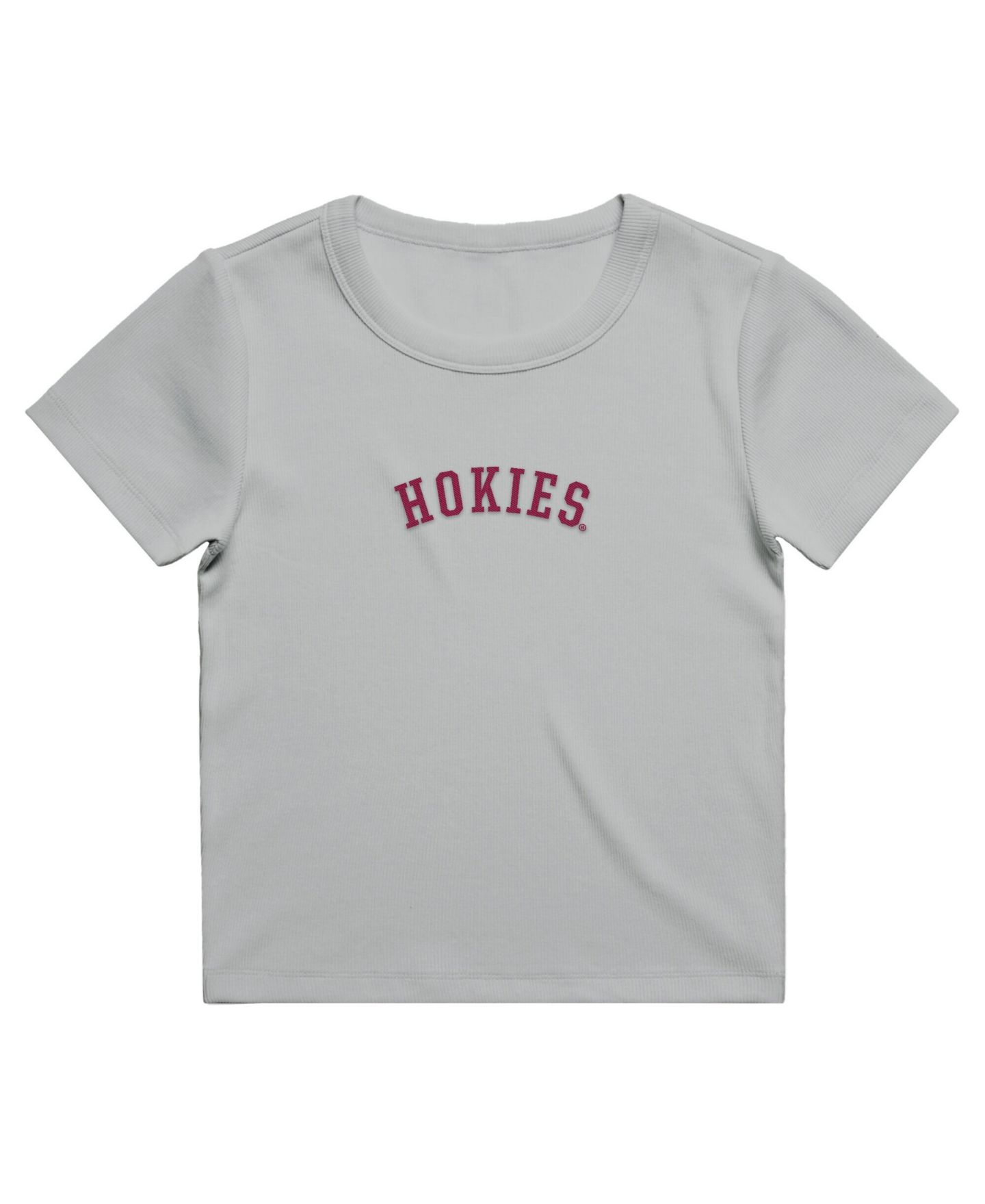Женская футболка Uscape Apparel Gray Virginia Tech Hokies Upside Down Embroidery Ribbed Cropped — фото 2