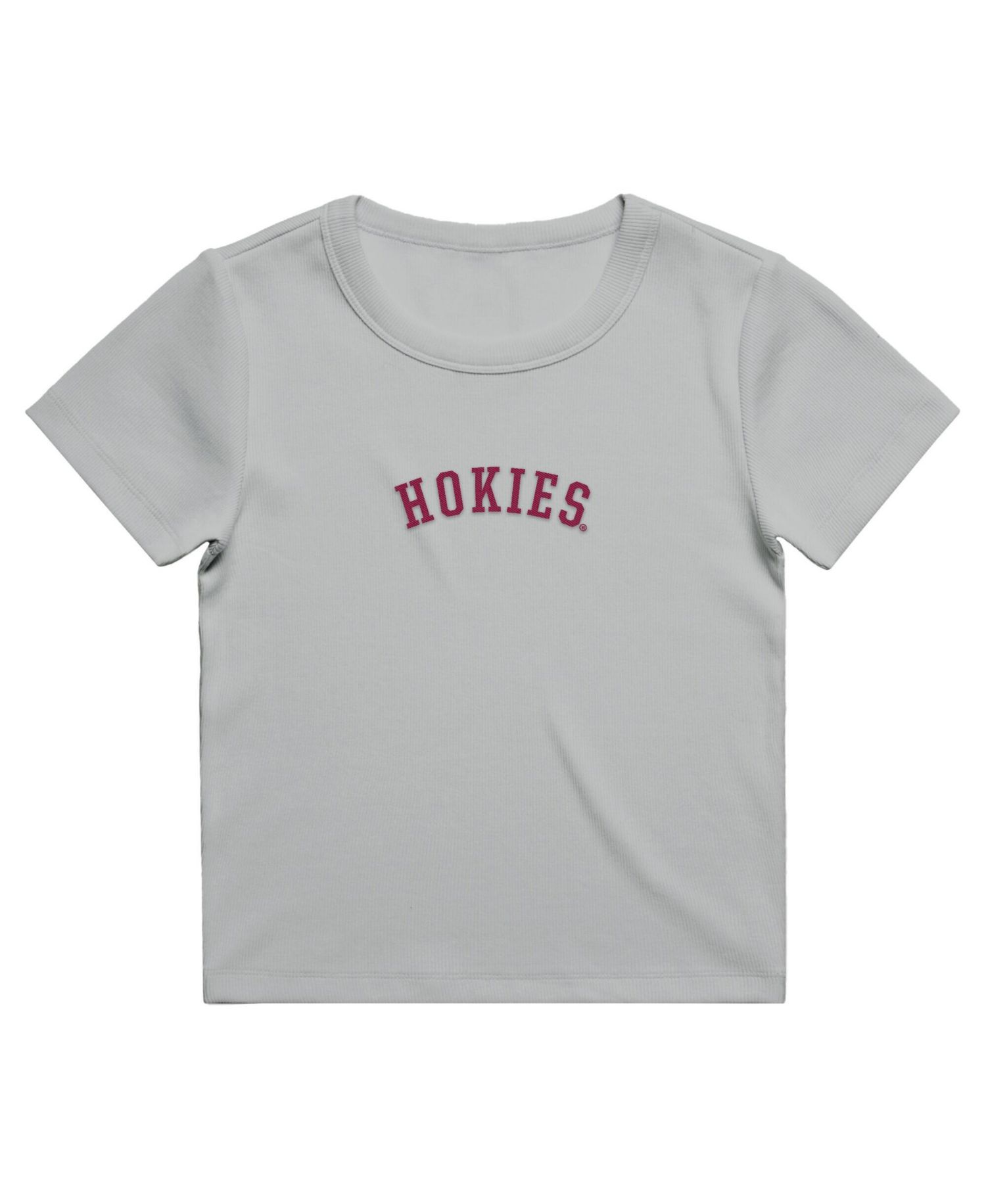 Women's Gray Virginia Tech Hokies Upside Down Embroidery Ribbed Cropped T-Shirt