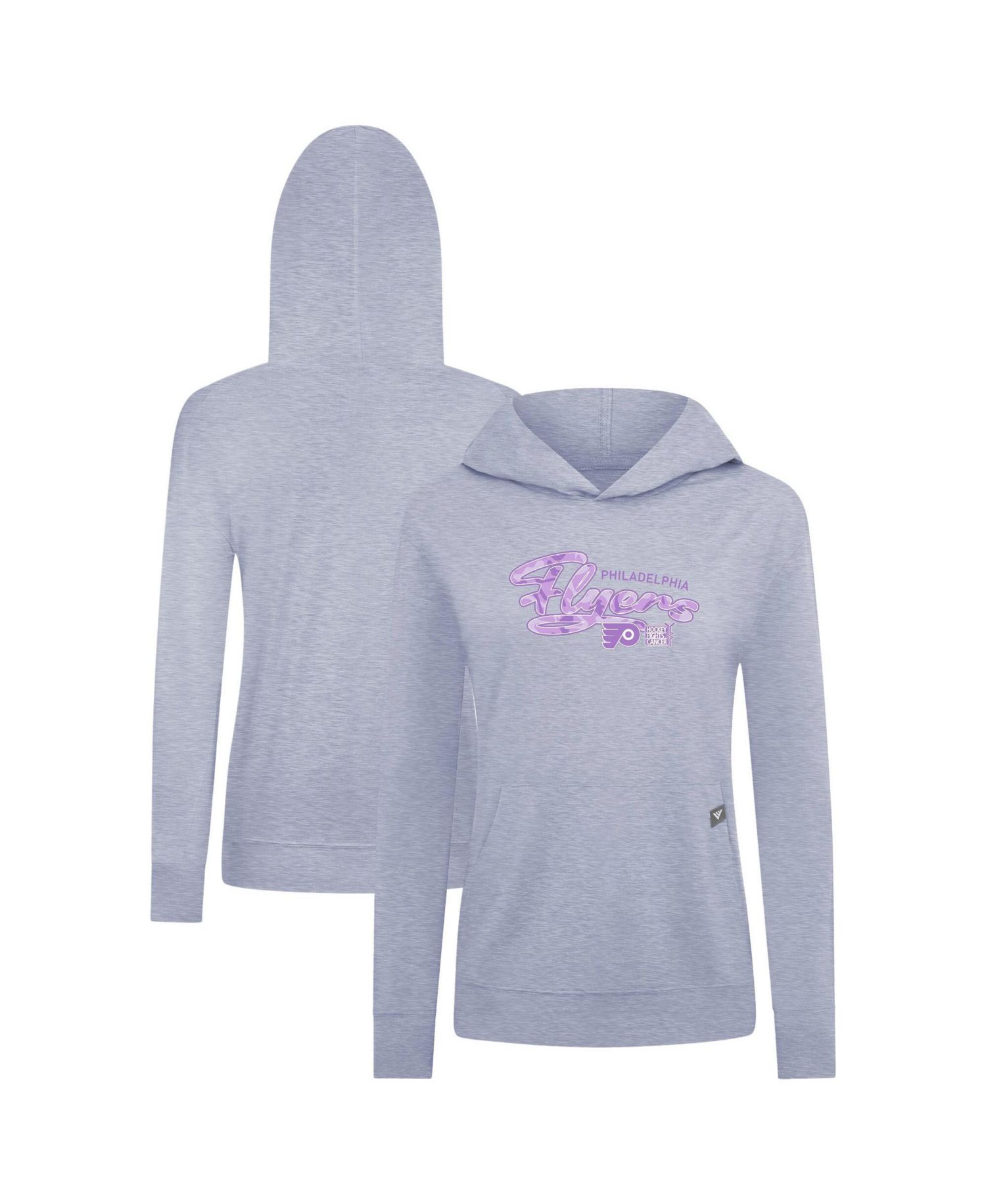 Women's Heather Gray Philadelphia Flyers Hockey Fights Cancer Relay Pullover Hoodie