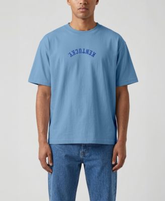 Men's Light Blue Kentucky Wildcats Upside Down Embroidered Vintage Heavyweight T-Shirt