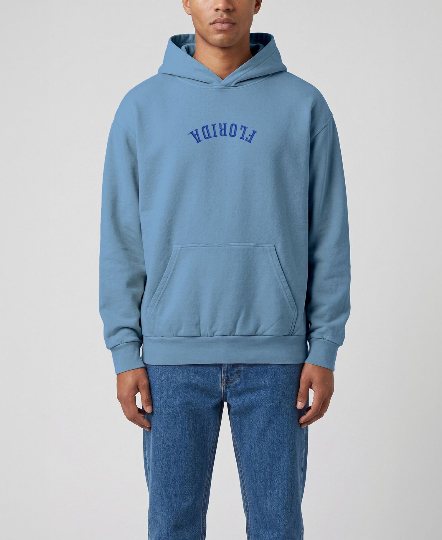 Men's Light Blue Florida Gators Upside Down Embroidered Vintage Heavyweight Hoodie