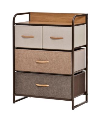 Drawer Fabric Dresser Mid Height Storage Tower with Wood Top