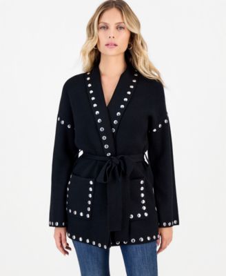 Petite Studded Belted Cardigan