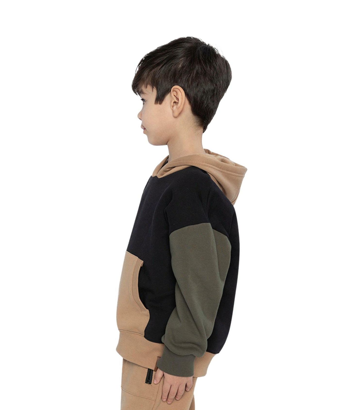 Little Boys Hooded Color block Fleece Cardigan