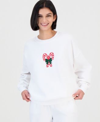 Juniors' Candy Cane Fleece Sweatshirt