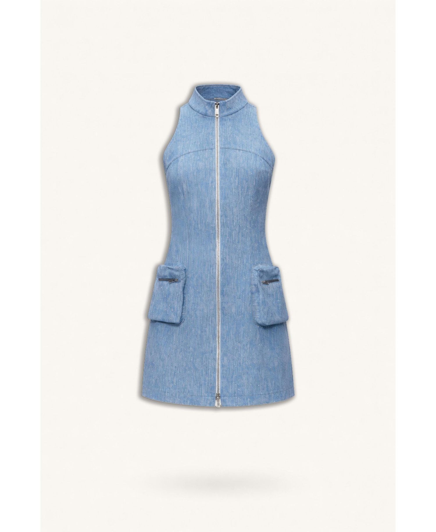 Women's Pocket and Stone Detail Halter neck Mini Dress