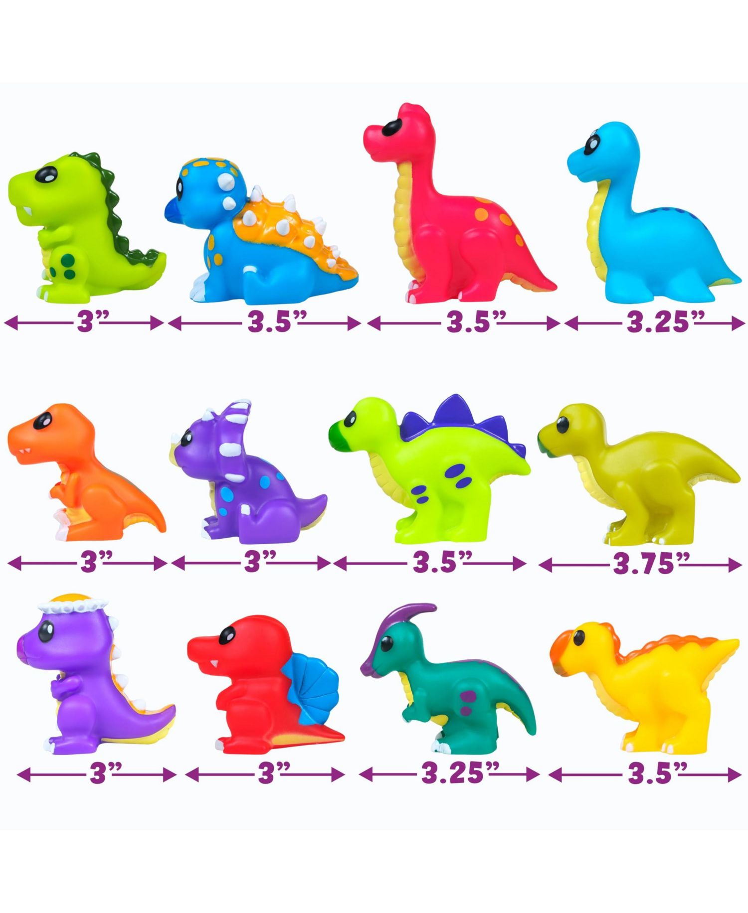 12 Pack Dinosaur Mold Free Bath Toys Sealed No Hole Design Soft Squeezable Float Water Easy Grip Pool Set